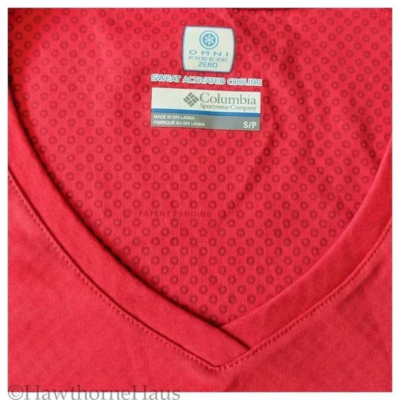 COLUMBIA OMNI-Freeze Zero Active Top Size S V-Neck Sweat Activated Cooling - Picture 2 of 7
